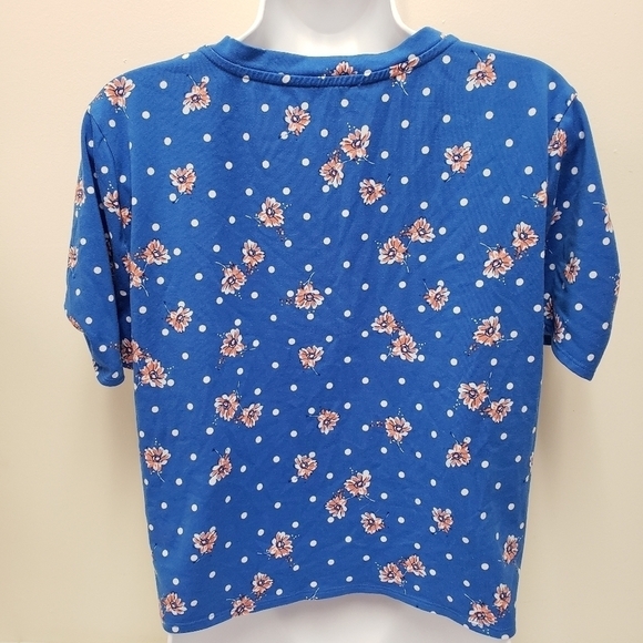 Lily White Polka Dot Floral Womens Top Size Large - Picture 2 of 6